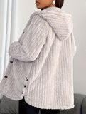 Solid color long-sleeved hooded loose jacket