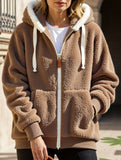 Solid color thick mid-length zip-up coat