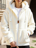 Solid color thick mid-length zip-up coat