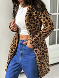 Leopard print hooded zip-up cardigan