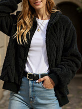 Casual double-sided fleece zip-up cardigan