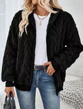 Casual double-sided fleece zip-up cardigan
