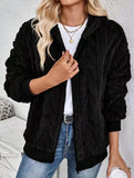 Casual double-sided fleece zip-up cardigan
