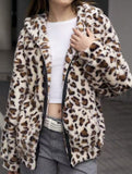 Hot-selling leopard print zip-up hooded cardigan