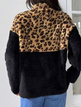 Casual patchwork half-zip pullover sweatshirt