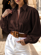 Fashionable openwork long-sleeved cardigan shirt