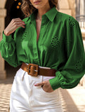 Fashionable openwork long-sleeved cardigan shirt