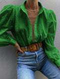 Fashionable openwork long-sleeved cardigan shirt