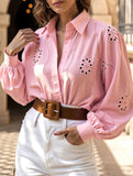 Fashionable openwork long-sleeved cardigan shirt