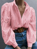 Fashionable openwork long-sleeved cardigan shirt