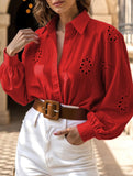 Fashionable openwork long-sleeved cardigan shirt