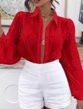 Fashionable openwork long-sleeved cardigan shirt