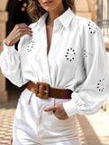Fashionable openwork long-sleeved cardigan shirt