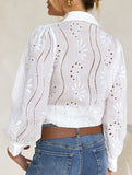 Fashionable openwork long-sleeved cardigan shirt