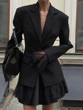 Versatile waist-cinching lace-trimmed suit jacket