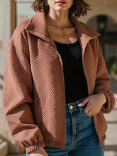 High-neck zip-up loose baseball jacket