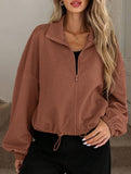High-neck zip-up loose baseball jacket