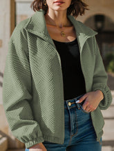 High-neck zip-up loose baseball jacket
