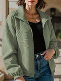 High-neck zip-up loose baseball jacket