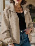 High-neck zip-up loose baseball jacket