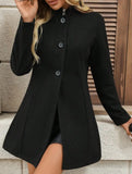 Stand-up collar button long-sleeved slim-fit jacket