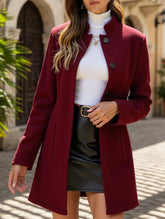 Stand-up collar button long-sleeved slim-fit jacket