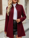 Stand-up collar button long-sleeved slim-fit jacket