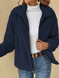 Solid color collared short plush cardigan