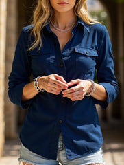 Versatile button-down long-sleeved shirt