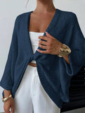 Cross-over design deep V-neck casual loose cardigan