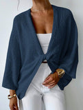 Cross-over design deep V-neck casual loose cardigan