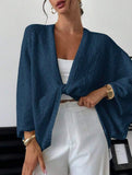 Cross-over design deep V-neck casual loose cardigan