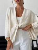 Cross-over design deep V-neck casual loose cardigan