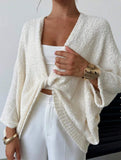 Cross-over design deep V-neck casual loose cardigan