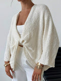 Cross-over design deep V-neck casual loose cardigan