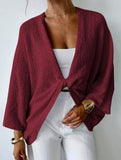 Cross-over design deep V-neck casual loose cardigan