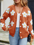 3D floral V-neck knit cardigan