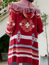 Tassel Geometric Jacquard Cardigan