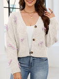 Loose and sweet bow-knitted V-neck cardigan