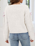 Loose and sweet bow-knitted V-neck cardigan