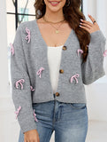 Loose and sweet bow-knitted V-neck cardigan