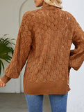 Mid-length openwork knit cardigan