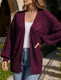Mid-length openwork knit cardigan