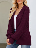 Mid-length openwork knit cardigan