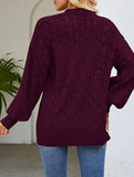 Mid-length openwork knit cardigan