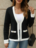 Casual V-neck knitted cardigan