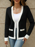 Casual V-neck knitted cardigan