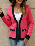 Casual V-neck knitted cardigan