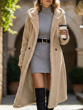 Stylish long solid color long-sleeved hooded jacket