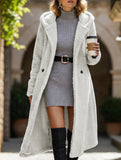 Stylish long solid color long-sleeved hooded jacket